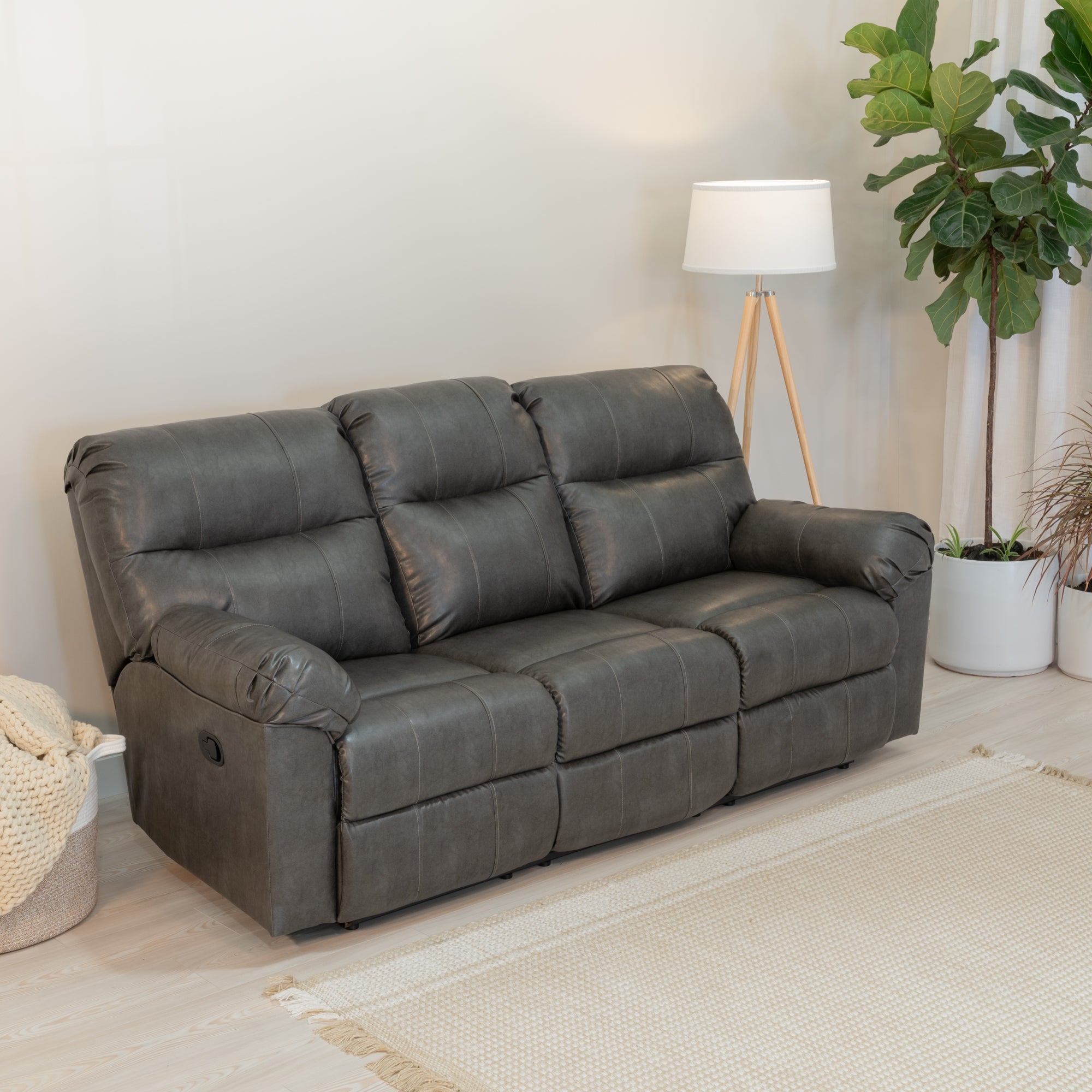Addington Co Ashbourne Reclining Sofa with Vegan Leather and Manual Controls
