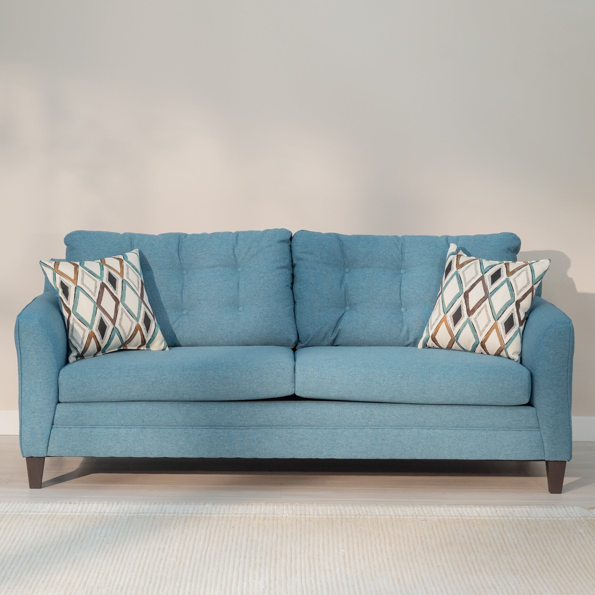 Addington Co Bayswater Sofa with Tufted Upholstery Back 81.5 inches Long, Teal Blue, 3 Seat