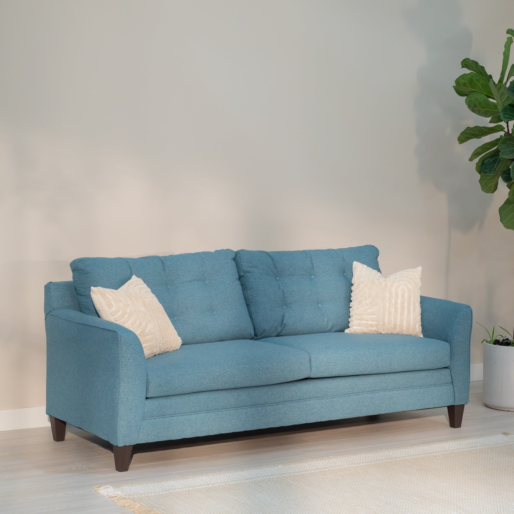 Addington Co Bayswater Sofa with Tufted Upholstery Back 81.5 inches Long, Teal Blue, 3 Seat