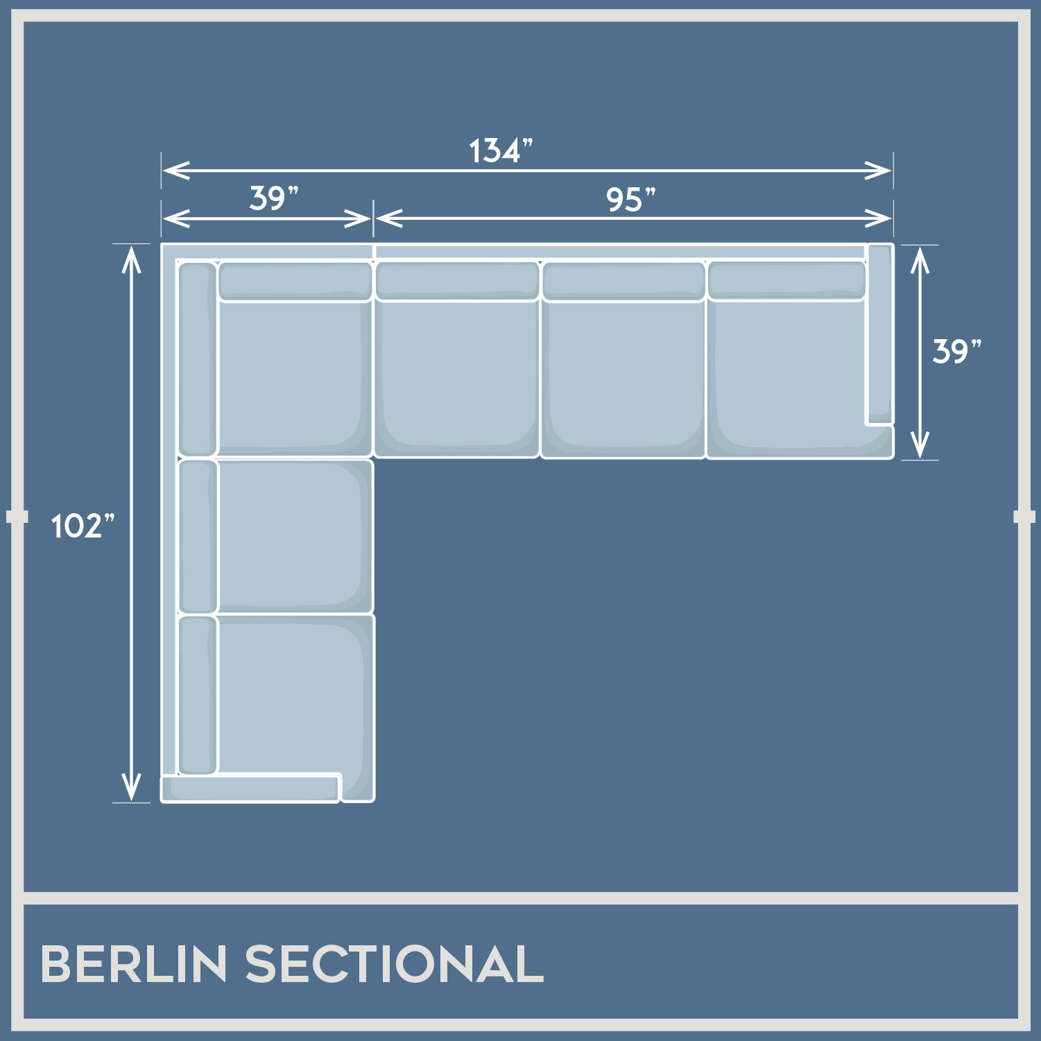 Addington Co Berlin Vegan Leather Left Facing Sectional Sofa for Living Room, L-Shape, Ash Grey, 6-Seats