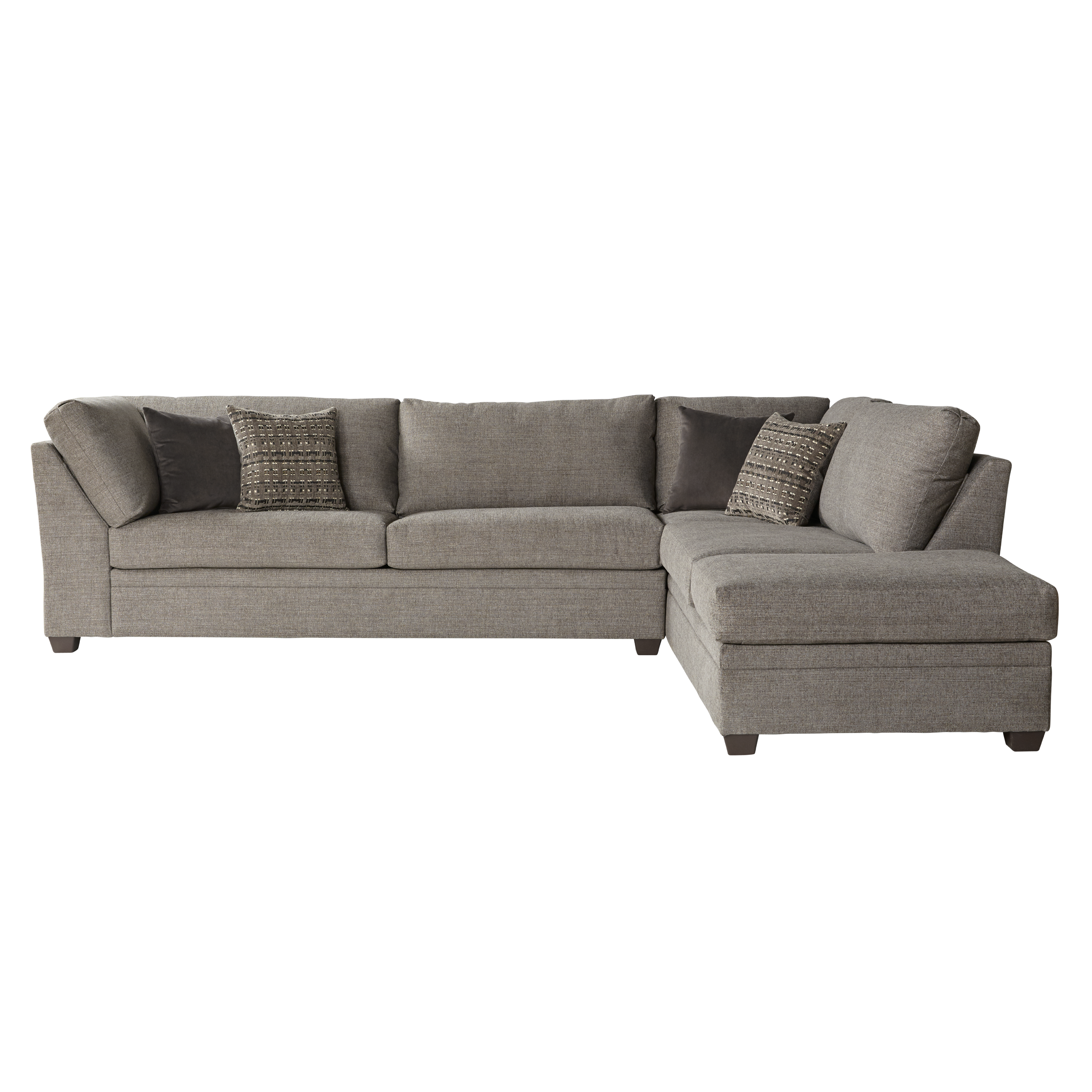 Addington Co Newport Upholstery Fabric Sectional Sofa with Right-Facing Chaise for Living Room, L-Shape, Cement Gray, 6-Seats