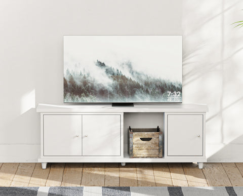 Credenza with Cabinets Doors and open Passthrough