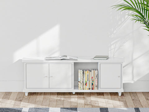 Credenza with Cabinets Doors and open Passthrough