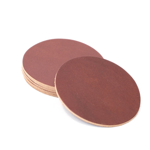 Genuine Leather Handmade Coasters Made with Real Full-Grain 5oz Leather, Brown, 6-Pack