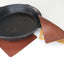 leather hot pads with cast iron pan