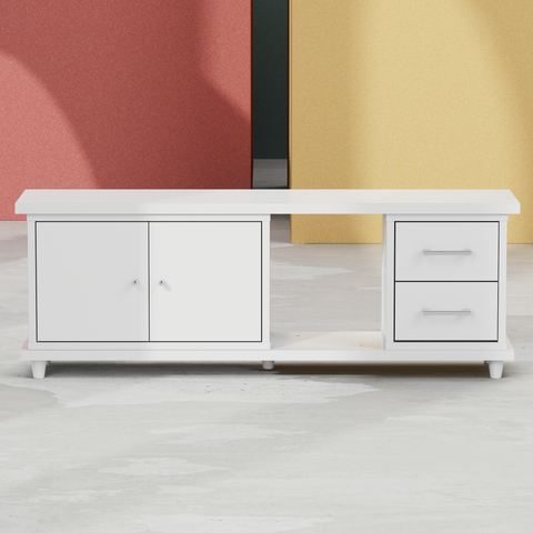 Credenza with Doors drawers and open passthrough
